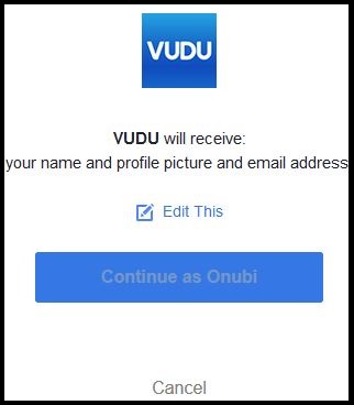 Vudu Sign in Using Facebook Account