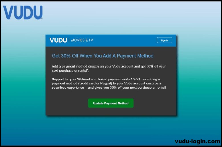 Vudu update payment method